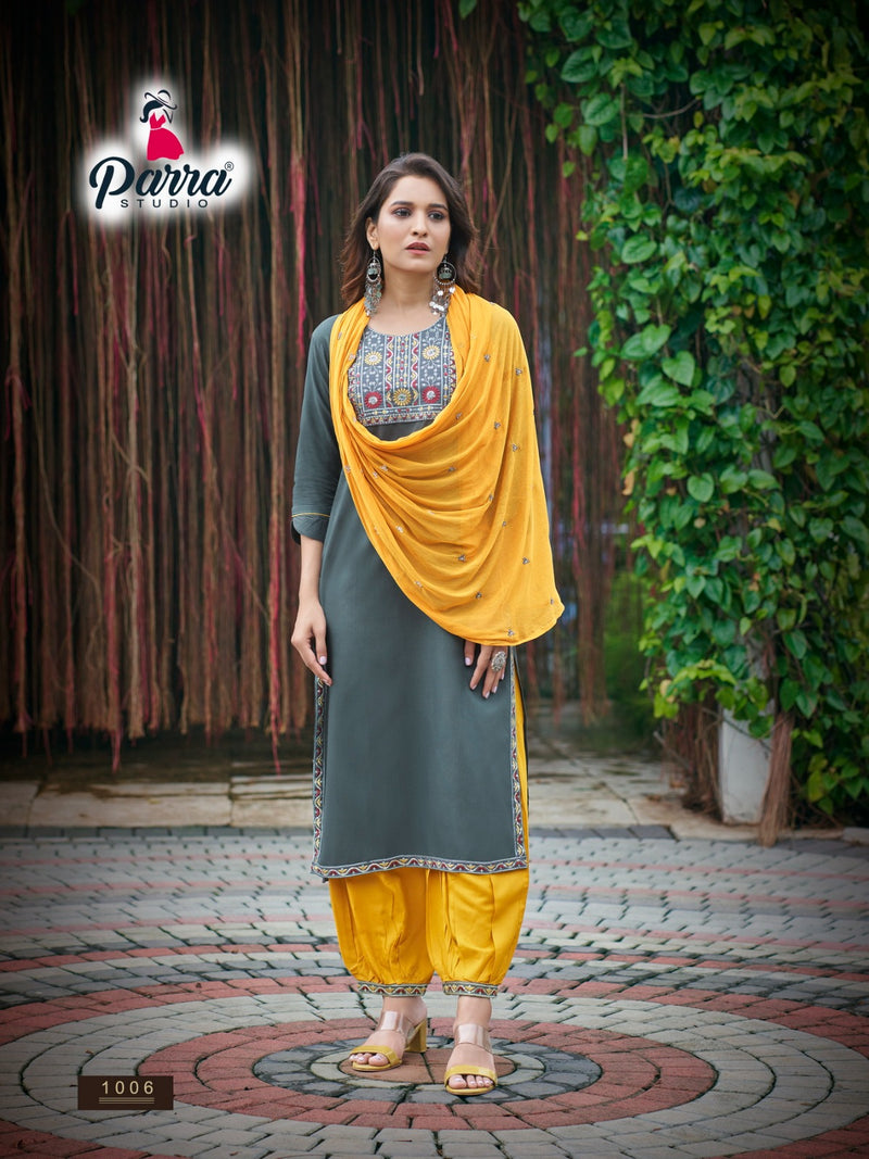 Parra Studio Rung Vol 1 Rayon With Sequence Embroidery Work Kurti Combo