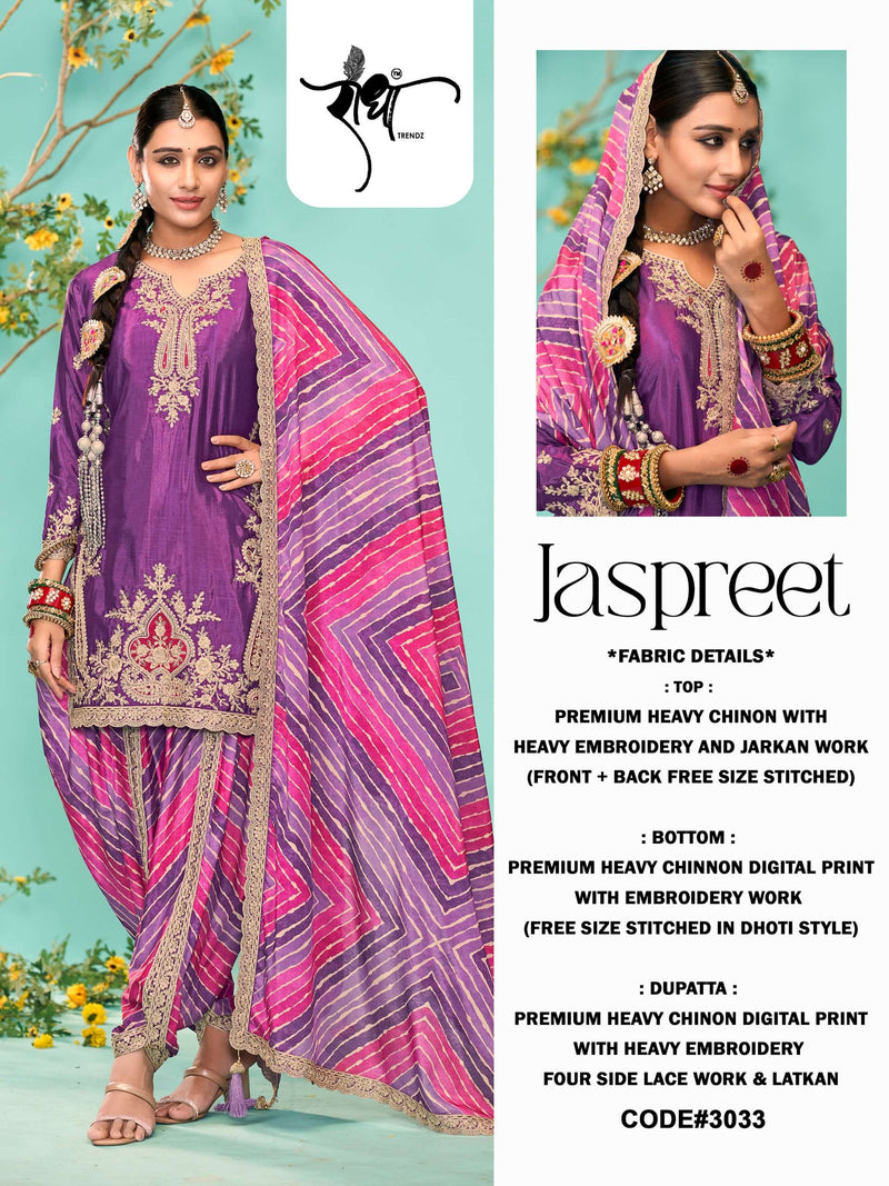 Radha Trendz Jaspreet Heavy Premium Chinon Embroidery Work Salwar Suit