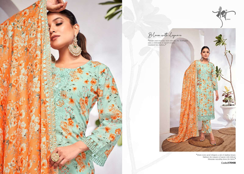 Radha Trendz Saffron Cotton Digital Print With Heavy Embroidery Work Salwar Kameez