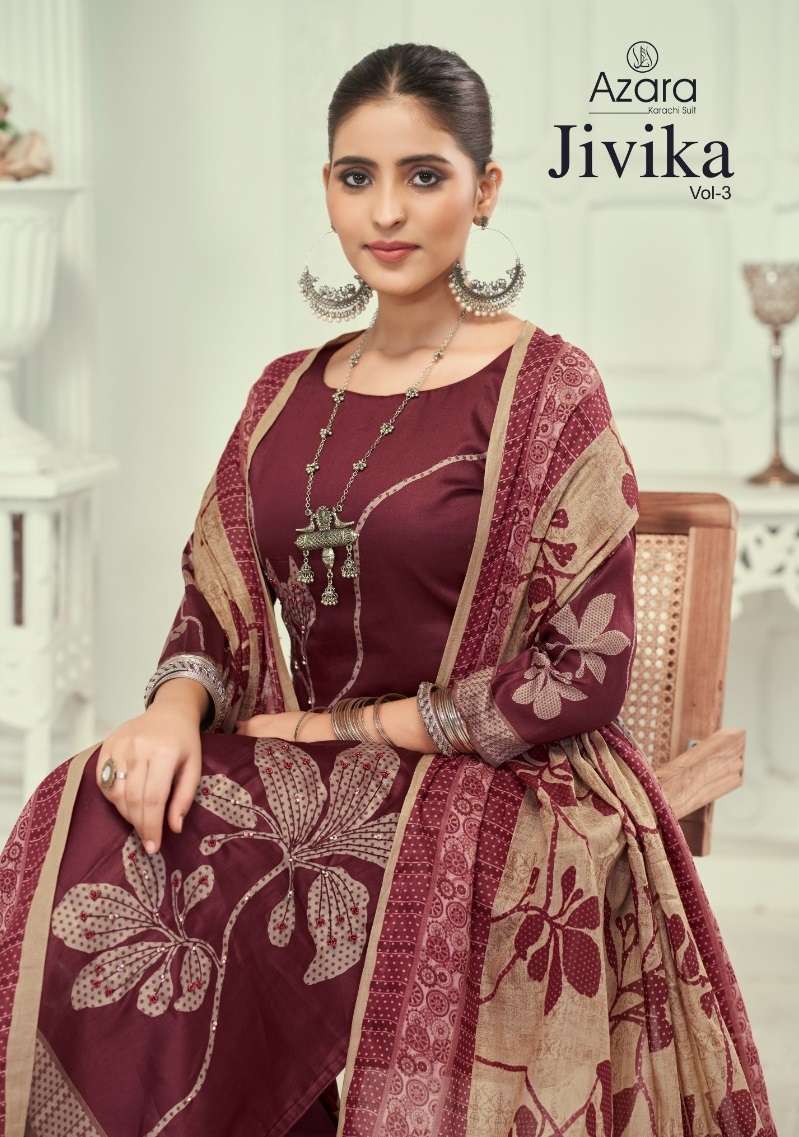 Radhika Fashion Azara Jivika Vol 3 Pure Jam Cotton Fancy Work Salwar Suit