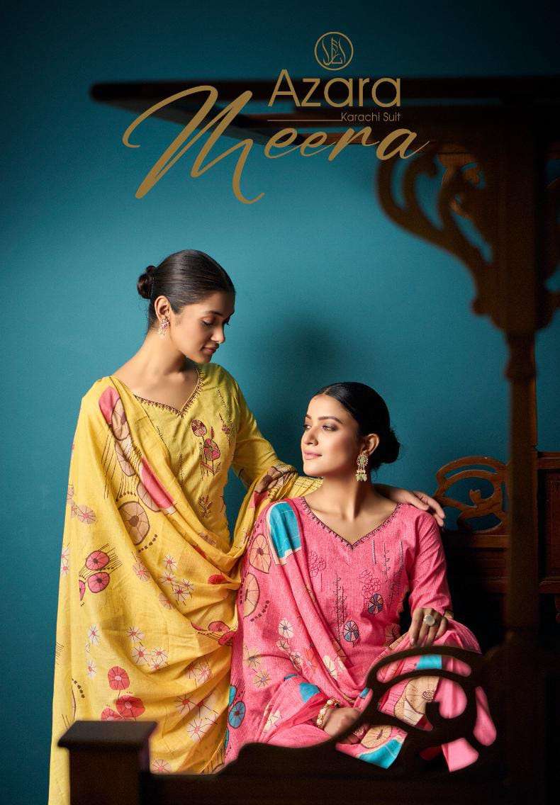 Radhika Fashion Azara Meera Cambric Cotton Designer Digital Print With Designer Fancy Embroidery Work Salwar Kameez