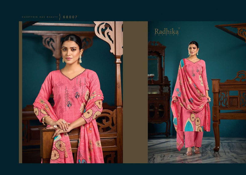 Radhika Fashion Azara Meera Cambric Cotton Designer Digital Print With Designer Fancy Embroidery Work Salwar Kameez