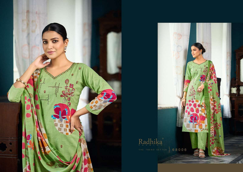 Radhika Fashion Azara Meera Cambric Cotton Designer Digital Print With Designer Fancy Embroidery Work Salwar Kameez