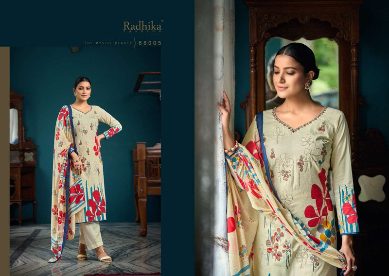 Radhika Fashion Azara Meera Cambric Cotton Designer Digital Print With Designer Fancy Embroidery Work Salwar Kameez