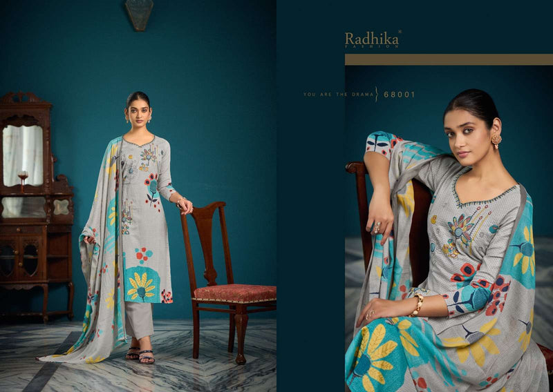 Radhika Fashion Azara Meera Cambric Cotton Designer Digital Print With Designer Fancy Embroidery Work Salwar Kameez