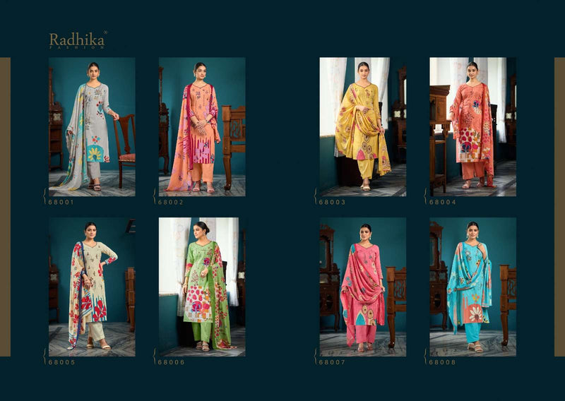 Radhika Fashion Azara Meera Cambric Cotton Designer Digital Print With Designer Fancy Embroidery Work Salwar Kameez