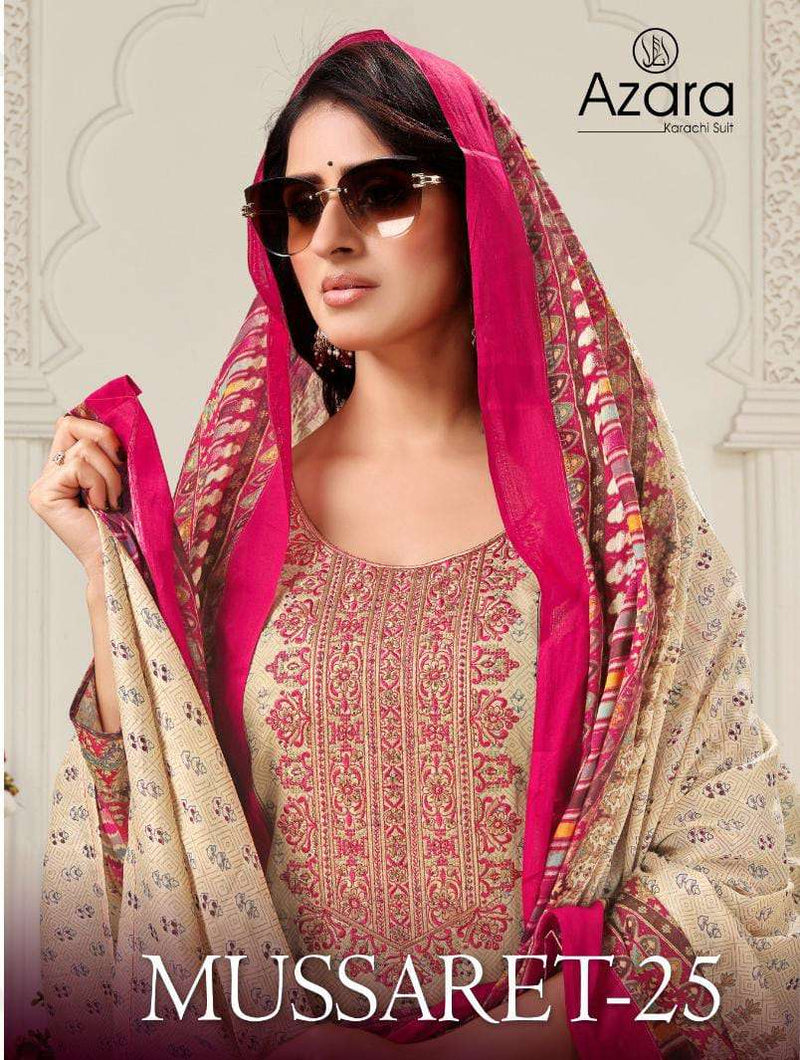 Radhika Fashion Mussaret Vol 25 Jam Cotton Designer Prints With Fancy Embroidery & Diamond Work Salwar Suit