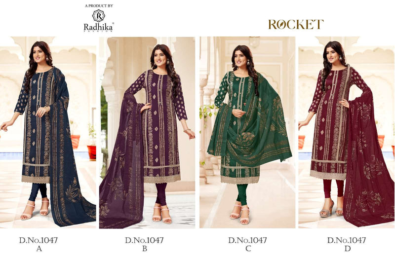 Radhika Fashion Rocket Jam Cotton Designer Print With Carosia Work Salwar Kameez