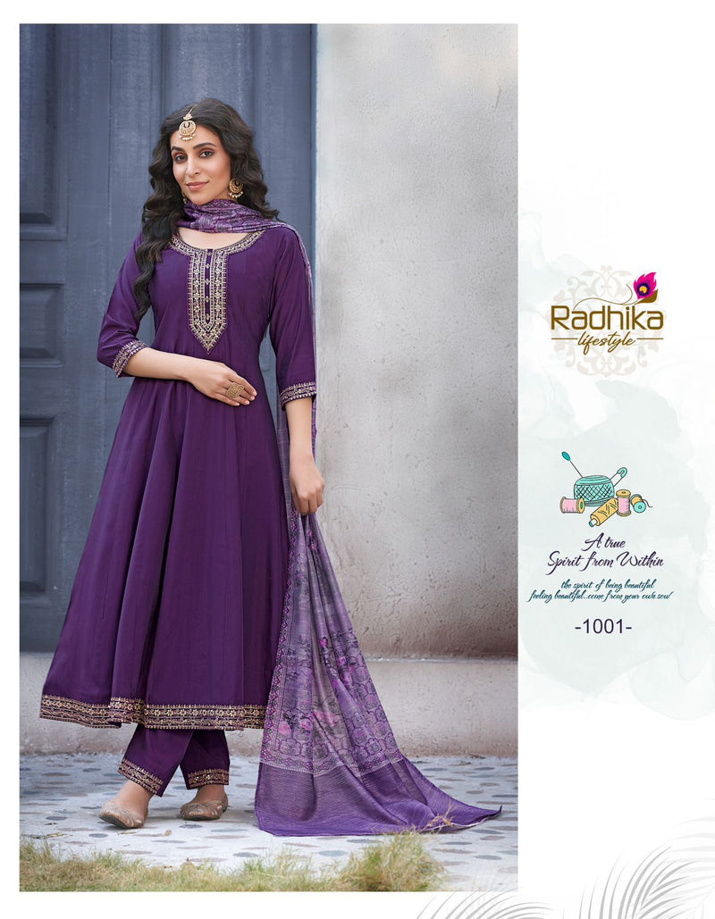 Radhika Lifestyle Gulmohar Vol 1 Heavy Roman Silk Embroidered Work Kurti