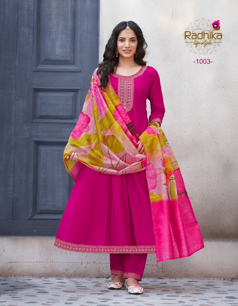 Radhika Lifestyle Gulmohar Vol 1 Heavy Roman Silk Embroidered Work Kurti