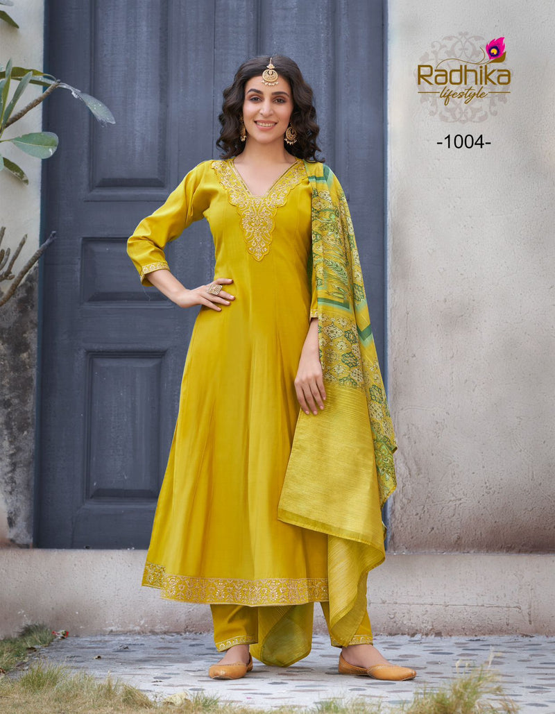 Radhika Lifestyle Gulmohar Vol 1 Heavy Roman Silk Embroidered Work Kurti