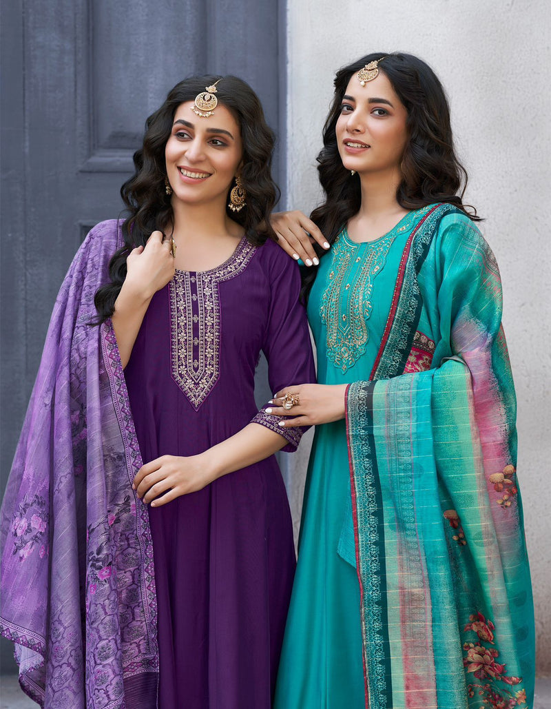 Radhika Lifestyle Gulmohar Vol 1 Heavy Roman Silk Embroidered Work Kurti