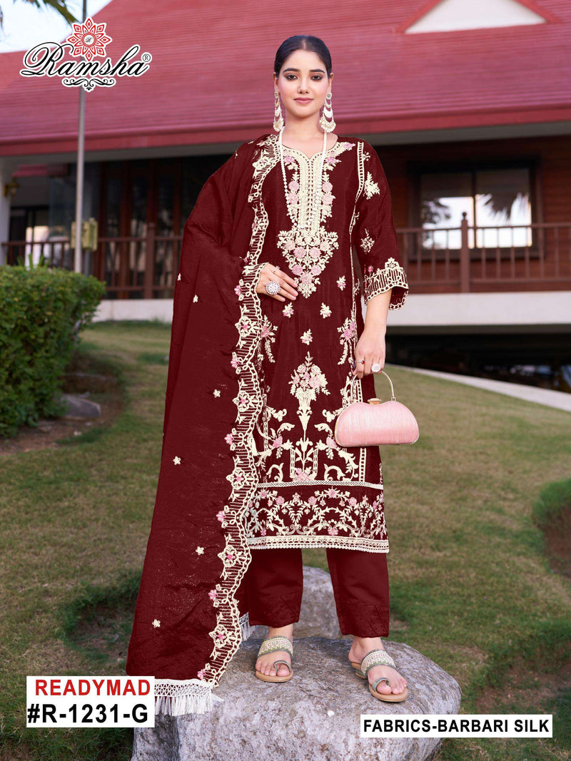 Ramsha Suits R 1231 Barbari Embroidered Work Pakistani Pret Kurti