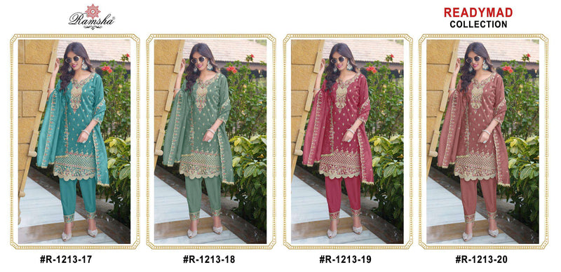 Ramsha Suit R 1213 Simmer Embroidery Fancy Partywear Pret Kurti