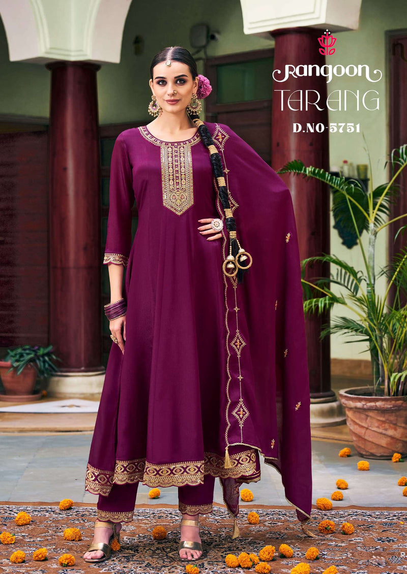 Rangoon Tarang Chinon Silk Fancy Handwork Anarkali Kurti