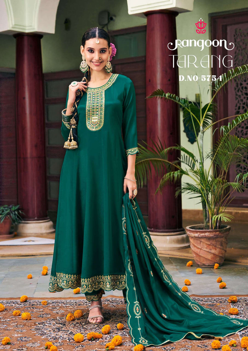 Rangoon Tarang Chinon Silk Fancy Handwork Anarkali Kurti