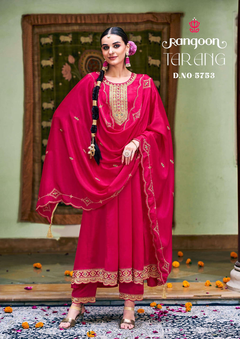 Rangoon Tarang Chinon Silk Fancy Handwork Anarkali Kurti