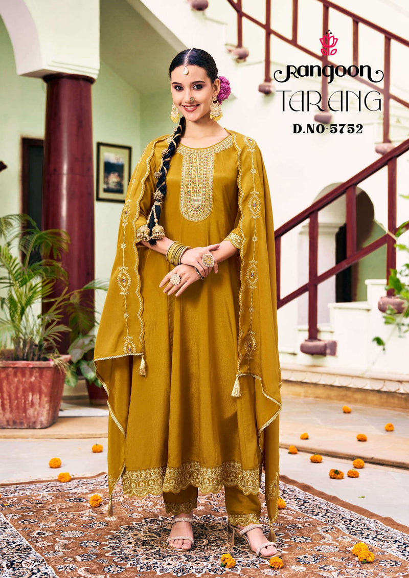 Rangoon Tarang Chinon Silk Fancy Handwork Anarkali Kurti