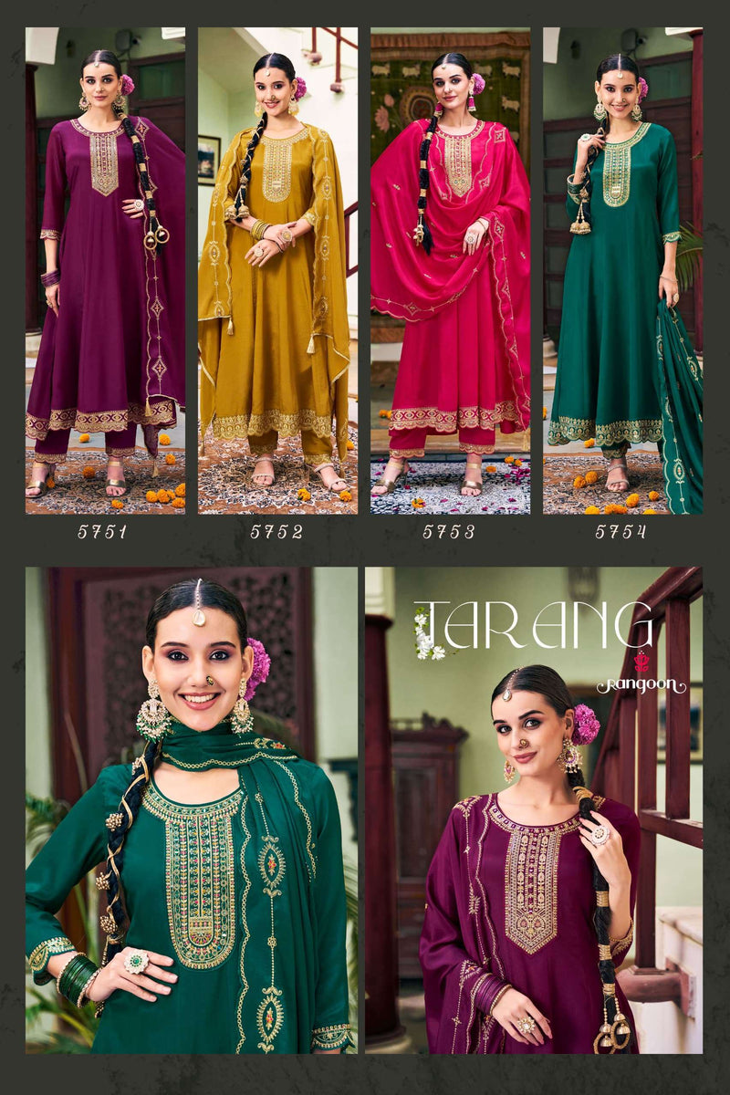 Rangoon Tarang Chinon Silk Fancy Handwork Anarkali Kurti