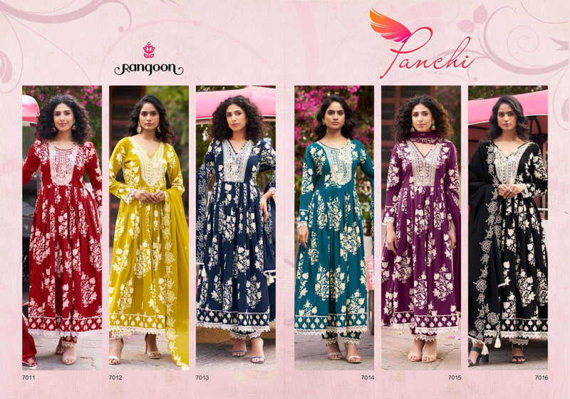Rangoon Panchi Pure Cotton Khalti Mirror Work Designer Gown Kurti