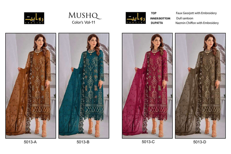Rawayat Fashion Mushq Colors Vol 11 Fox Georgette Pakistani Salwar Kameez