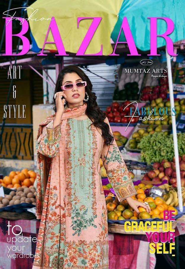 Riaz Arts Fashion Bazaar Lawn Cotton Karachi Print With Heavy Embroidery Salwar Suit