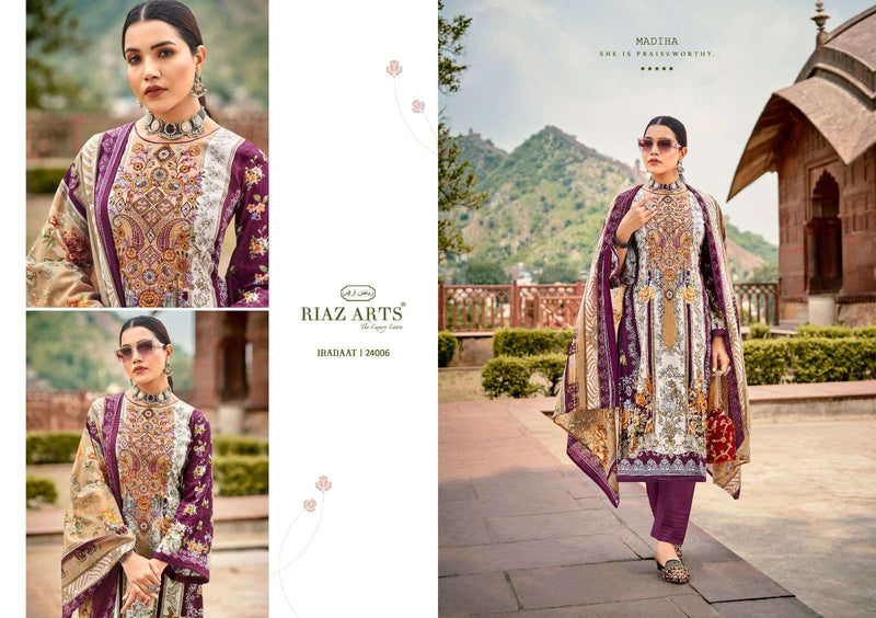Riaz Arts Ibaadat Lawn Cotton Karachi Embroidery Salwar Suit