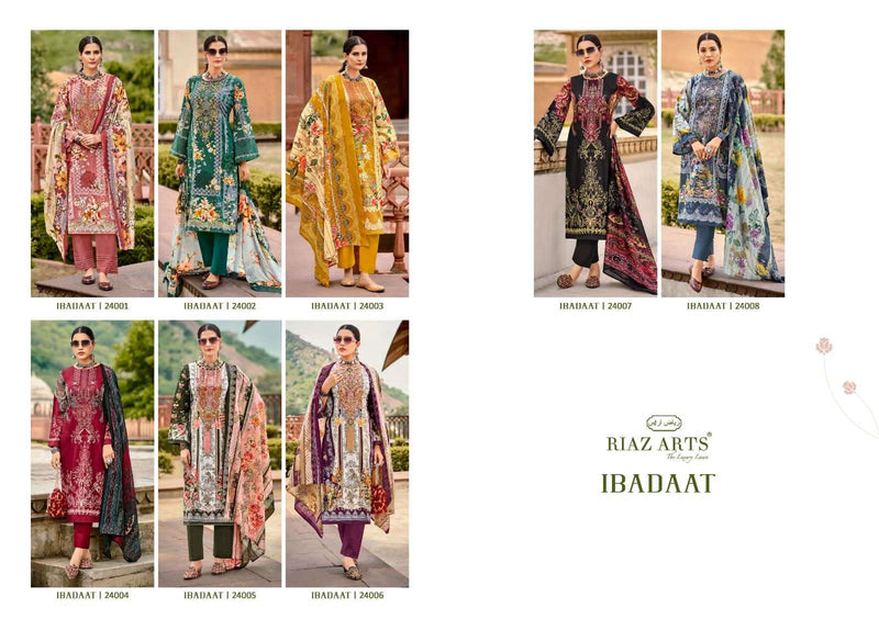 Riaz Arts Ibaadat Lawn Cotton Karachi Embroidery Salwar Suit