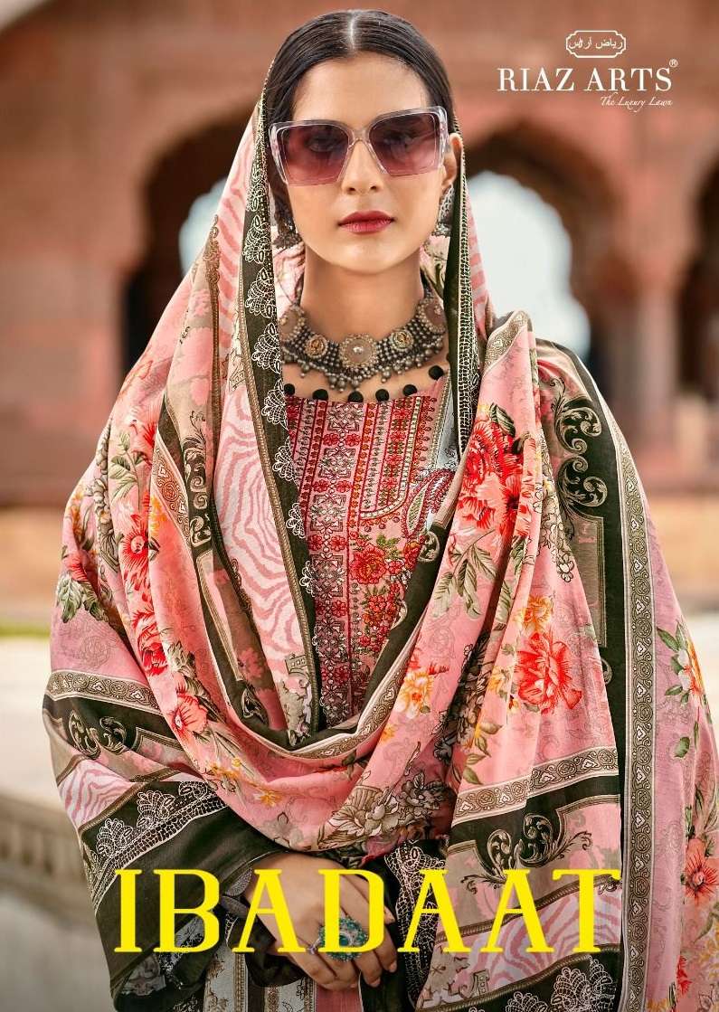 Riaz Arts Ibaadat Lawn Cotton Karachi Embroidery Salwar Suit