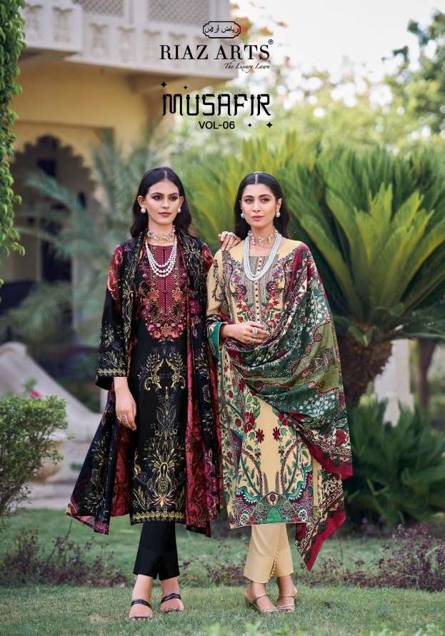 Riaz Arts Musafir Vol 6 Lawn Cotton  Digital Print With Heavy Pakistani Neck Embroidery Salwar Suit