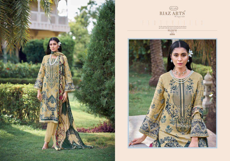 Riaz Arts Musafir Vol 6 Lawn Cotton  Digital Print With Heavy Pakistani Neck Embroidery Salwar Suit