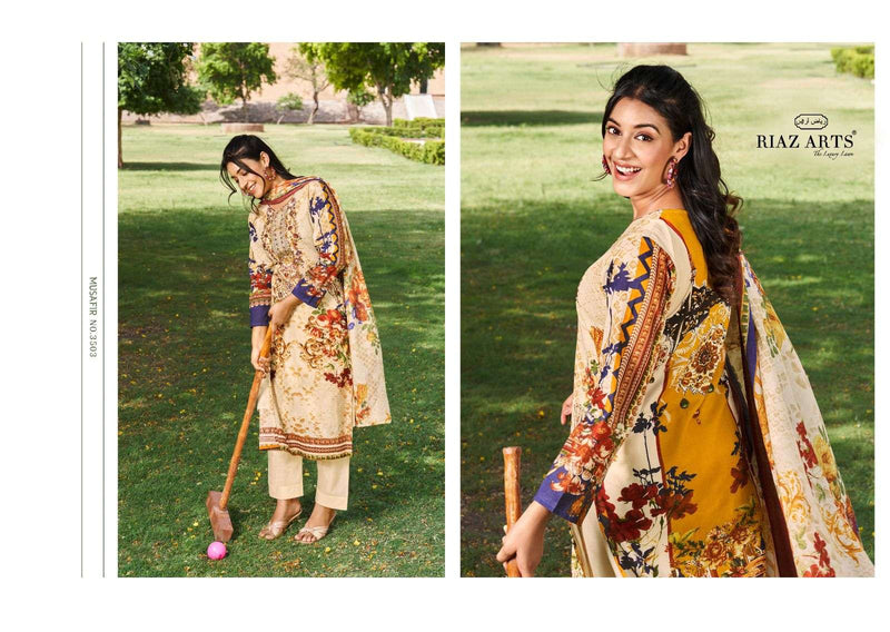 Riaz Arts Musafir Vol 8  Karachi Lawn Cotton Digital Print With Heavy Pakistani Neck Embroidery Salwar Kameez