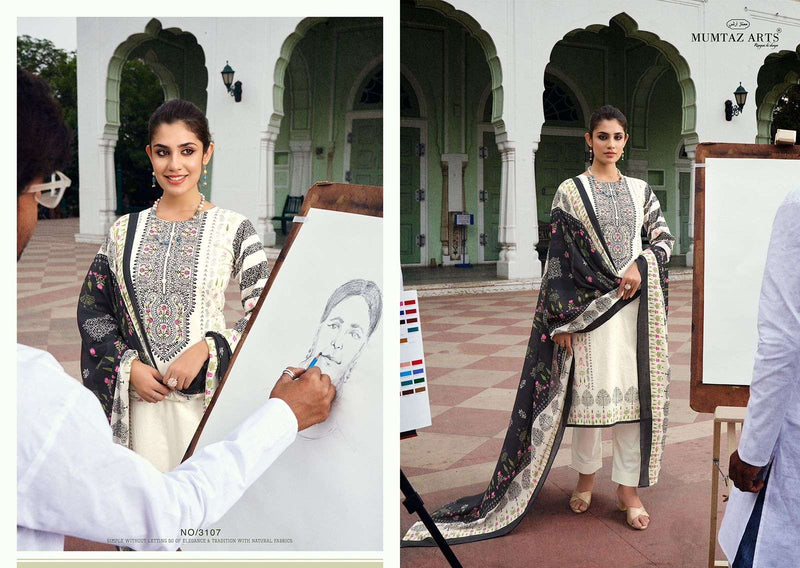 Riaz Arts The Artist Pure Karachi Lawn Cotton Embroidery Printed Work Salwar Suit