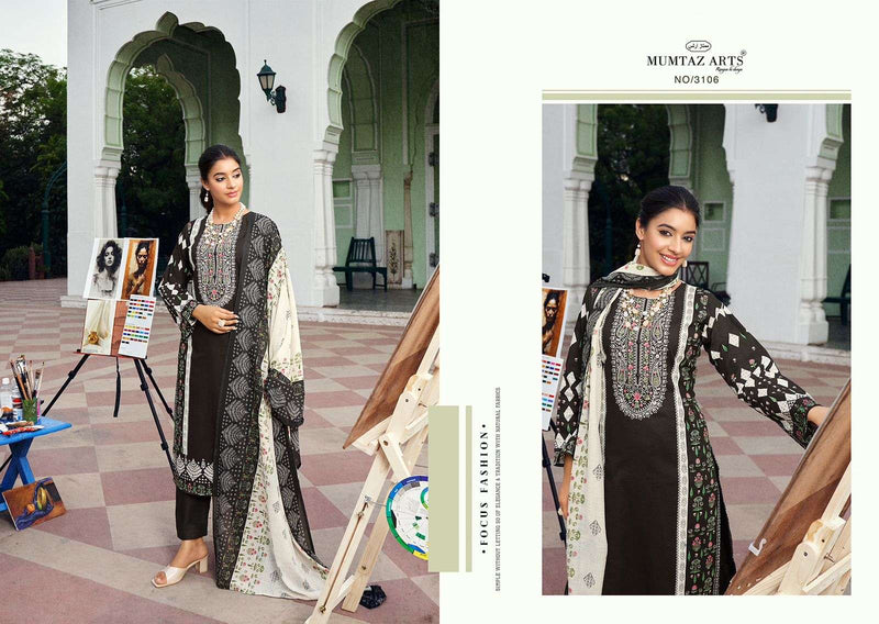 Riaz Arts The Artist Pure Karachi Lawn Cotton Embroidery Printed Work Salwar Suit