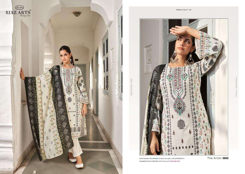 Riaz Arts The Artist Vol 2 Lawn Cotton Karachi Digital Print With Heavy Pakistani Neck Embroidery Salwar Kameez