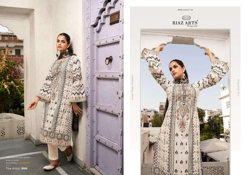 Riaz Arts The Artist Vol 2 Lawn Cotton Karachi Digital Print With Heavy Pakistani Neck Embroidery Salwar Kameez