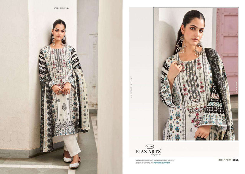 Riaz Arts The Artist Vol 2 Lawn Cotton Karachi Digital Print With Heavy Pakistani Neck Embroidery Salwar Kameez