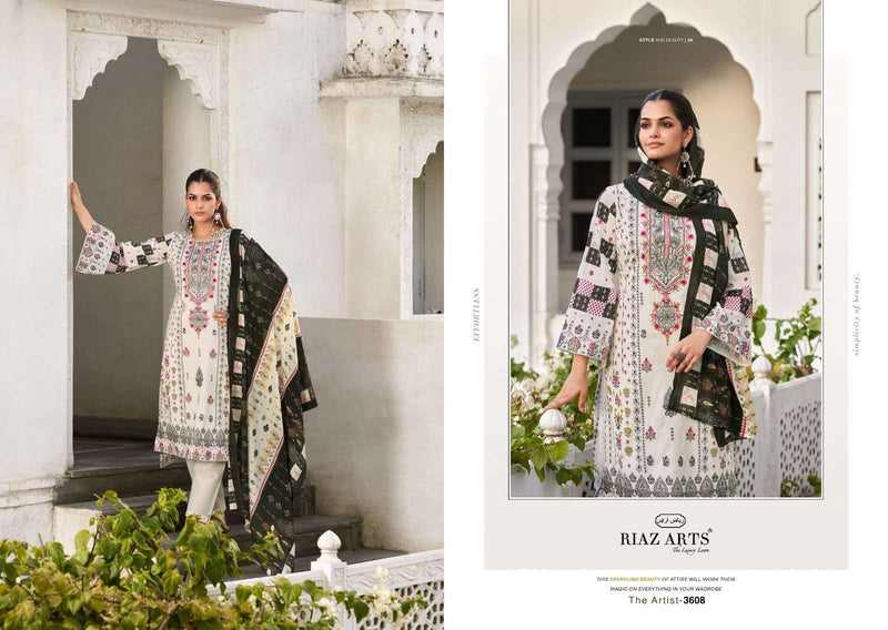 Riaz Arts The Artist Vol 2 Lawn Cotton Karachi Digital Print With Heavy Pakistani Neck Embroidery Salwar Kameez