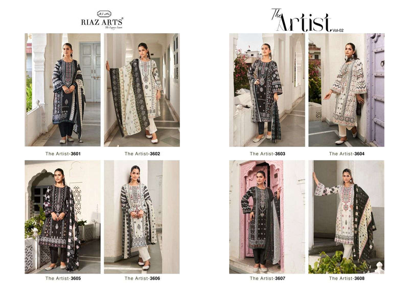 Riaz Arts The Artist Vol 2 Lawn Cotton Karachi Digital Print With Heavy Pakistani Neck Embroidery Salwar Kameez