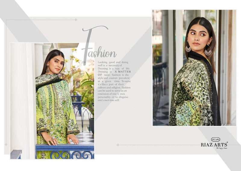 Riaz Arts Ibadaat Pure Karachi Lawn Print With Neck Embroidery Work Salwar Suit