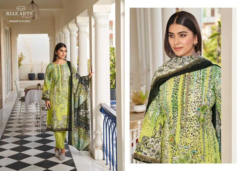 Riaz Arts Ibadaat Pure Karachi Lawn Print With Neck Embroidery Work Salwar Suit