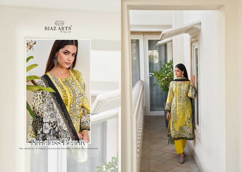 Riaz Arts Ibadaat Pure Karachi Lawn Print With Neck Embroidery Work Salwar Suit