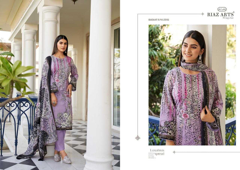 Riaz Arts Ibadaat Pure Karachi Lawn Print With Neck Embroidery Work Salwar Suit