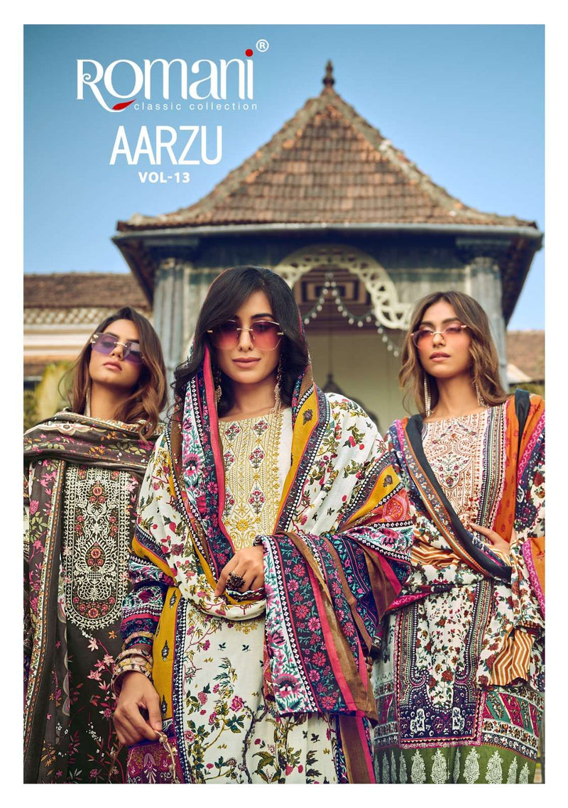 Romani Aarzu Vol 13 Premium Cotton Digital Print Embroidered Work Salwar Suit
