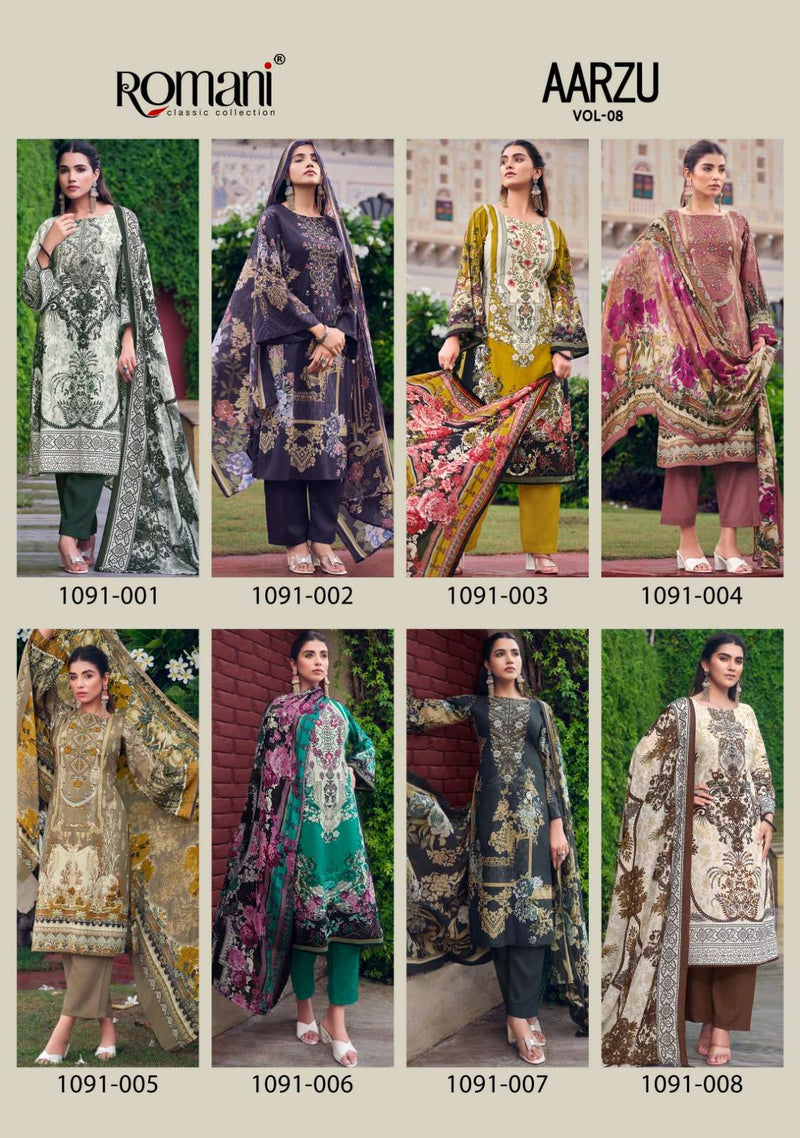 Romani Aarzu Vol 8 Premium Cotton Digital Printed Embroidery Work Salwar Suit