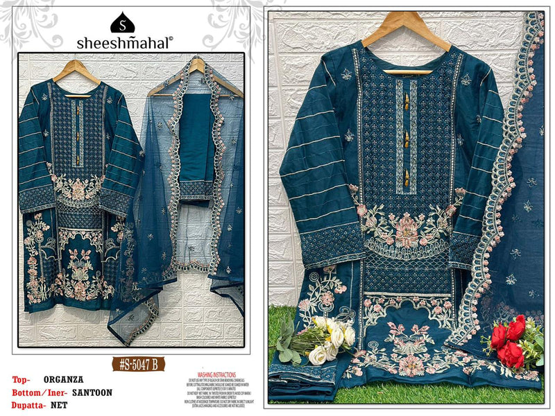 Sheeshmahal S 5047 Organza With Heavy Embroidery Designer Ready Made Suits
