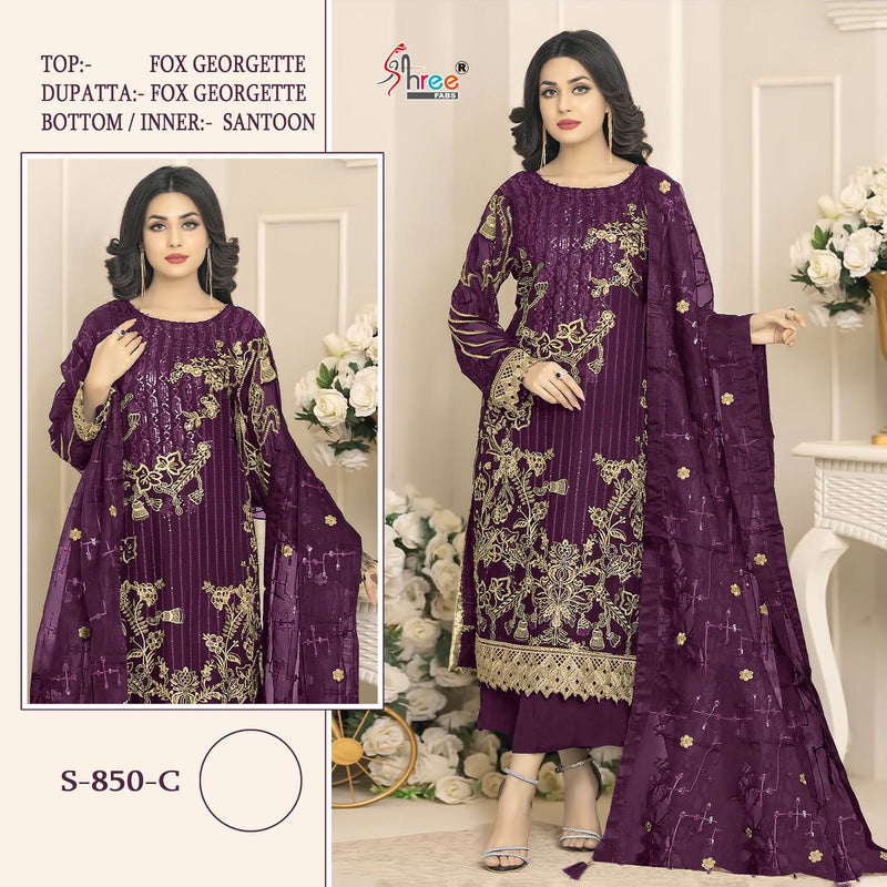 Shree Fab S 850 Georgette With Exclusive Embroidered Designer Pakistani Suits