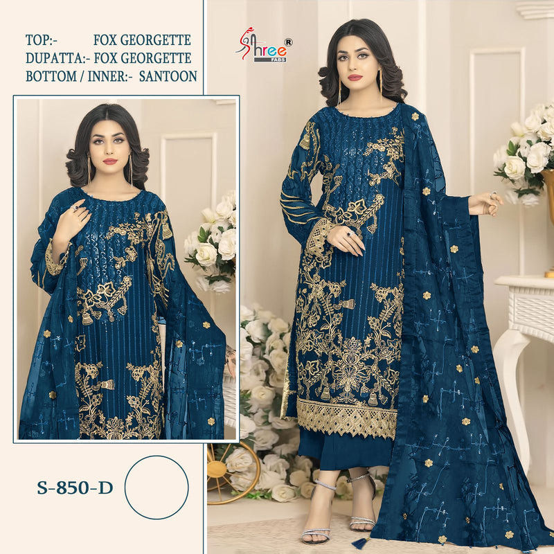 Shree Fab S 850 Georgette With Exclusive Embroidered Designer Pakistani Suits