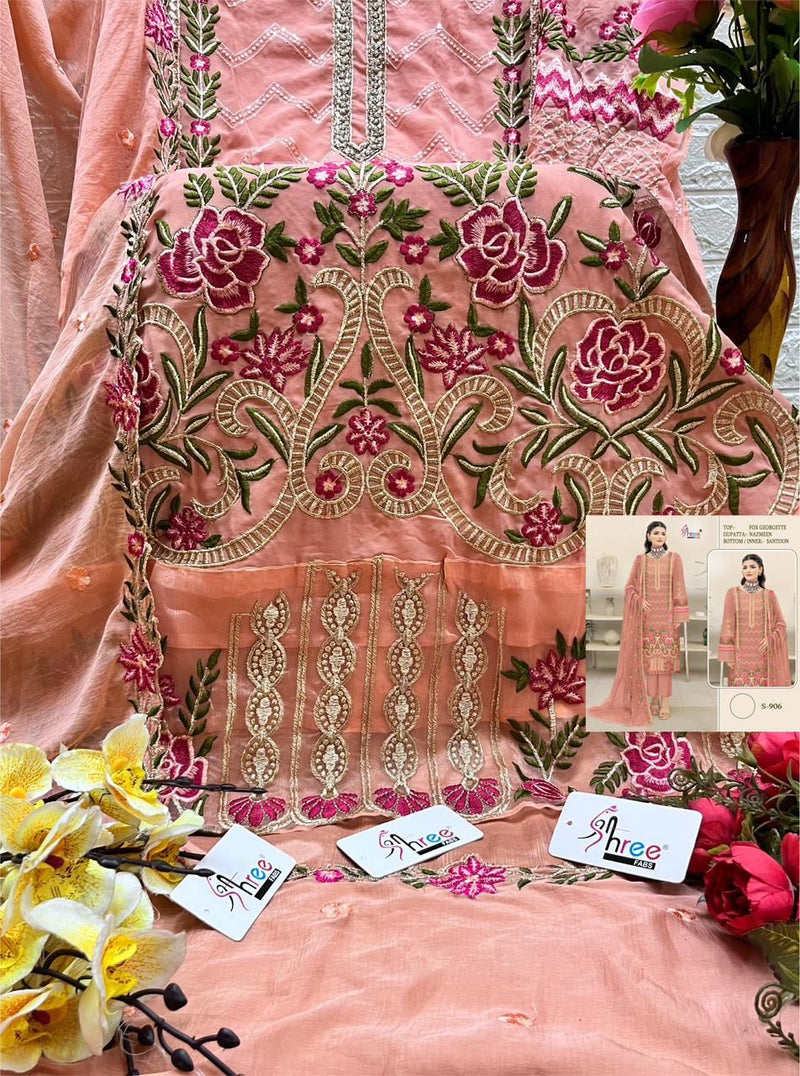 Shree Fab D No S 906 Fox Georgette Designer Pakistani Suit Collection