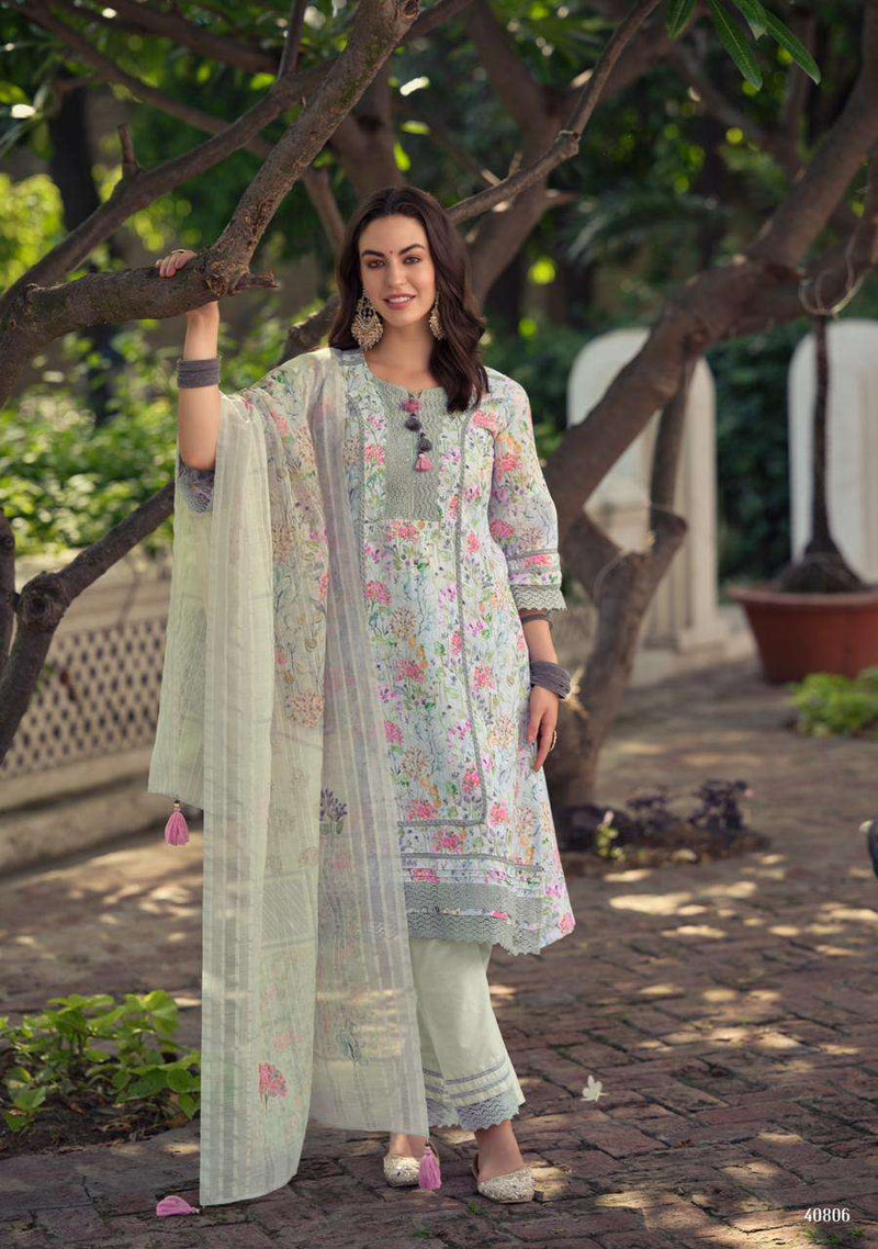 Kalki Fashion Saad Linen Cotton Fancy Prints With Fancy Designer Kurti Combo Set
